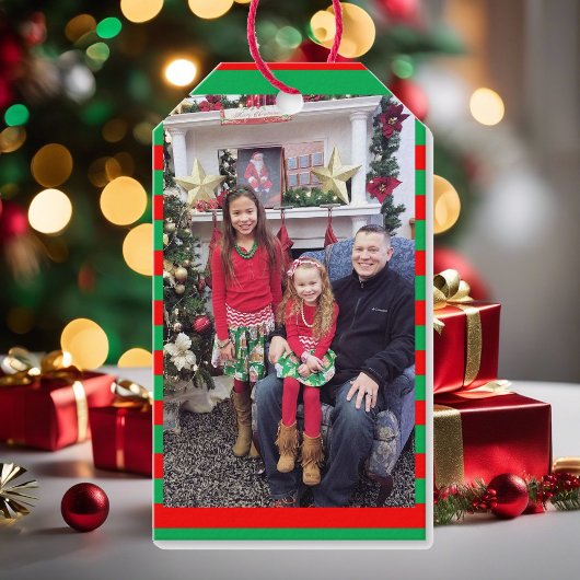 FOTO & Naam Set van 10 Grote Kerstvakantie Cadeaulabel