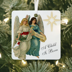 Foto Naam toevoegen Angels & Christmas Star Metalen Ornament