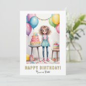 *FOTO NAAM Verjaardag Kaart Meisje - Cakes (Staand voorkant)