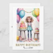 *FOTO NAAM Verjaardag Kaart Meisje - Cakes (Voorkant / Achterkant)