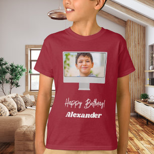 Foto naam verjaardags jongen rood t-shirt