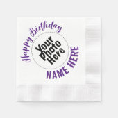 Foto & Naam Verjaardagsfeestje Papieren servetten  (Voorkant)
