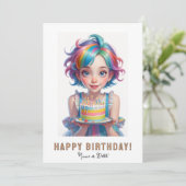 *FOTO NAAM Verjaardagstaart Schattige eigenzinnig  Kaart (Staand voorkant)