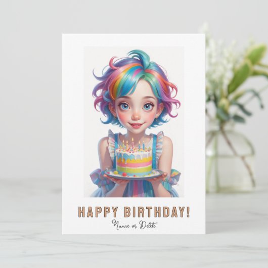 *FOTO NAAM Verjaardagstaart Schattige eigenzinnig Kaart (Staand voorkant)