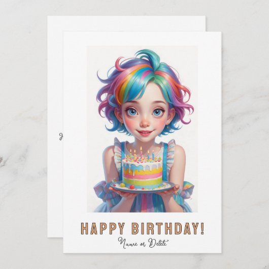 *FOTO NAAM Verjaardagstaart Schattige eigenzinnig Kaart (Voorkant / Achterkant)