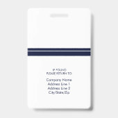 Foto Naam Werknemer ID-badge | Navy Wit Badge (Achterkant)