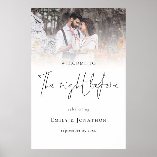 Foto Nacht voor bruiloft repetitie Welkomstbord Poster (Voorkant)