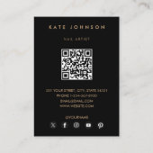 Foto: Nail Artist Salon QR Code Social Media Black Visitekaartje (Achterkant)