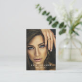 Foto: Nail Artist Salon QR Code Social Media Black Visitekaartje (Staand voorkant)