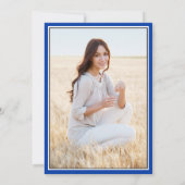 Foto & Namen Ouders Koningsblauw Witte Afstuderen Kaart (Achterkant)