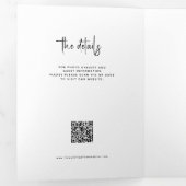 Foto namen script bruiloft RSVP details QR code Drieluik Uitnodiging (Binnenzijde eerst)