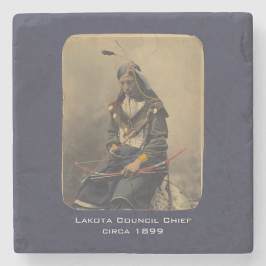  Foto Native American Lakota Indian Chief Stenen Onderzetter (Voorkant)