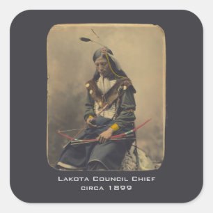  Foto Native American Lakota Indian Chief Vierkante Sticker