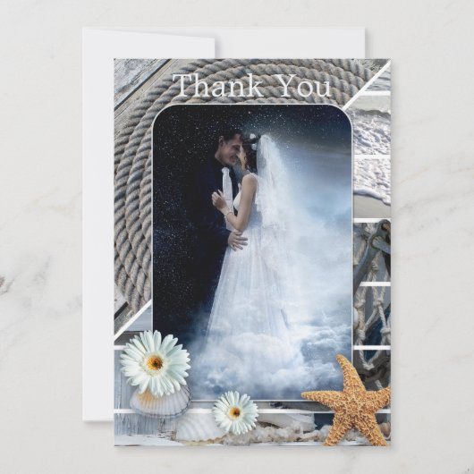 Foto Nautical Beach Weddenschap Hartelijk dank Save The Date (Voorkant)
