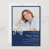 Foto Navy Blue 40th Birthday Kaart (Voorkant)