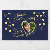 Foto Navy Blue Bedankt 2025 Afstudeerfeest Sparkling Wijnetiket (Enkel label)