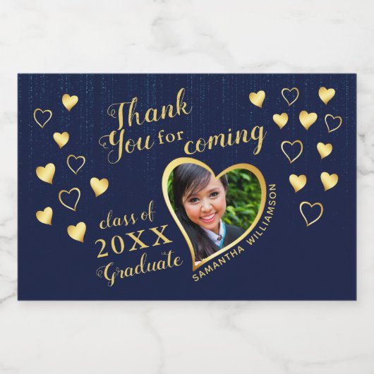 Foto Navy Blue Bedankt 2025 Afstudeerfeest Sparkling Wijnetiket (Enkel label)