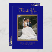 Foto Navy Blue Gold Script Weddenschap Hartelijk d (Voorkant / Achterkant)