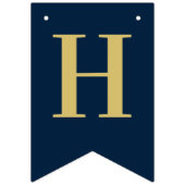 Foto Navy en Gold Art Deco Lijst Happy Birthday Vlaggetjes (Tweede vlag)