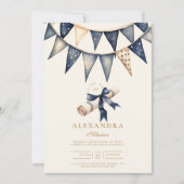 Foto Navy Gold Floral Afstuderen Kaart (Voorkant)