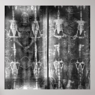Foto negatief Afbeelding van de Shroud of Turin Poster