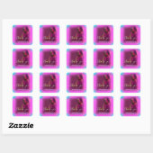 Foto: Neon Pink Holografen Singer DJ Music Vierkante Sticker (Vel)