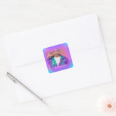 Foto Neon Pinky Holografen Singer Music DJ Vierkante Sticker (Envelop)