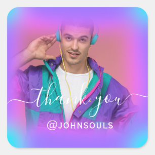 Foto Neon Pinky Holografen Singer Music DJ Vierkante Sticker