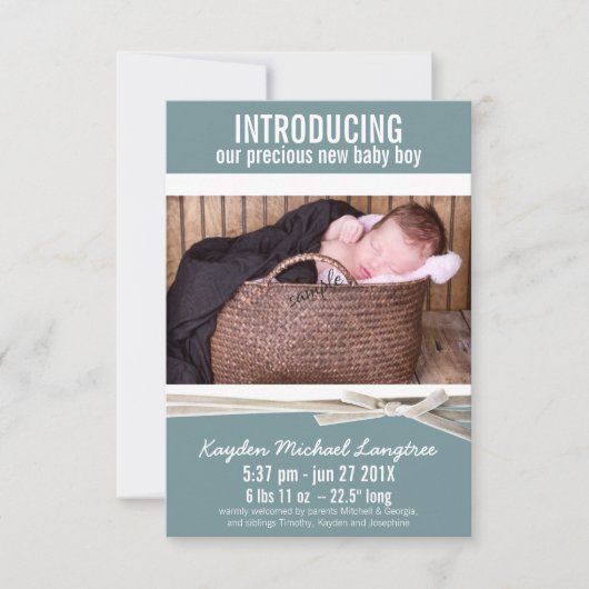 Foto: New Baby Boy Birth Announement Aankondiging (Voorkant)