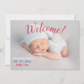 Foto Newborn Birth Script Simple Stats Aankondiging (Voorkant)