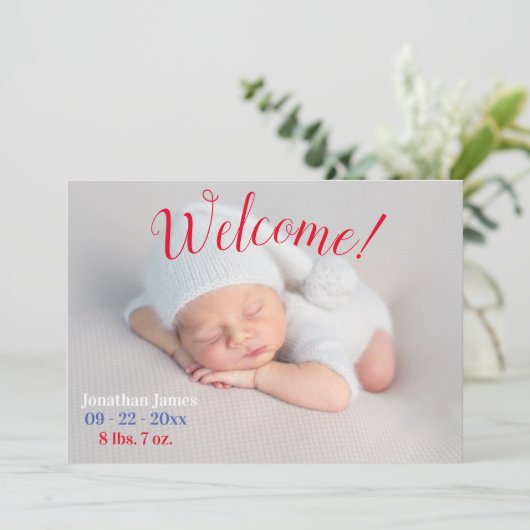 Foto Newborn Birth Script Simple Stats Aankondiging (Staand voorkant)