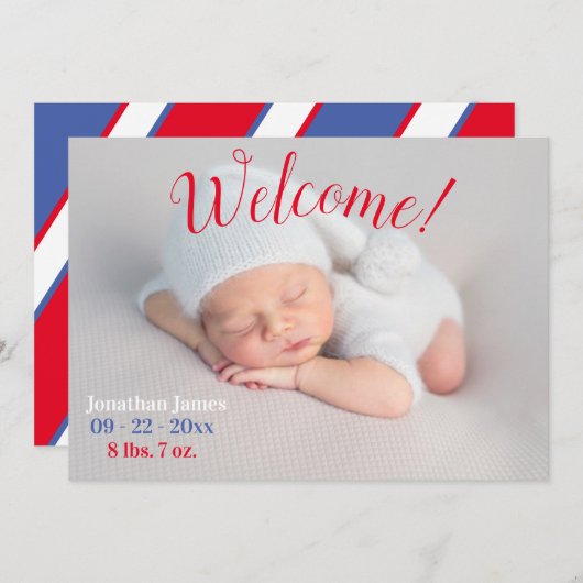 Foto Newborn Birth Script Simple Stats Aankondiging (Voorkant / Achterkant)
