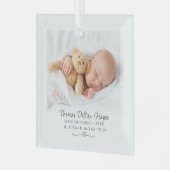 Foto Newborn statistieken gepersonaliseerd Glas Ornament (Voorkant links)