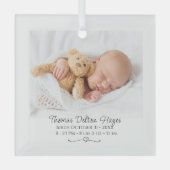 Foto Newborn statistieken gepersonaliseerd Glas Ornament (Voorkant)
