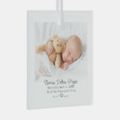 Foto Newborn statistieken gepersonaliseerd Glas Ornament (Voorkant Rechts)