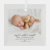Foto Newborn statistieken gepersonaliseerd Glas Ornament (Achterkant)