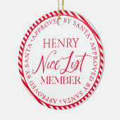 Foto Nice List Lid goedgekeurd door Santa Christma Keramisch Ornament (Links)