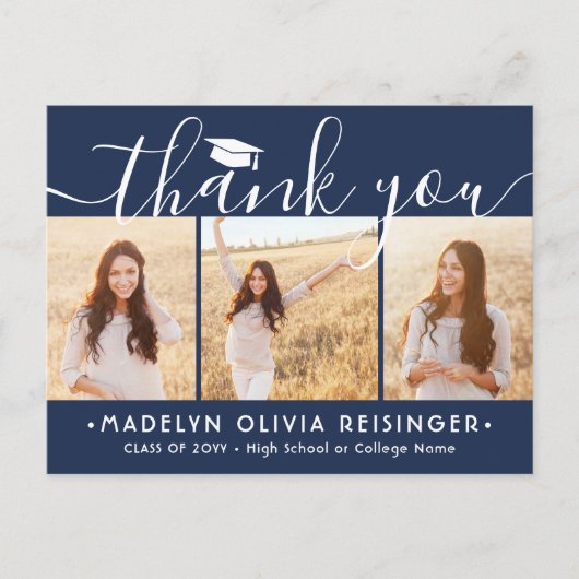 Foto nieuw adres Afstuderen Navy White Hartelijk d Briefkaart (Voorkant)