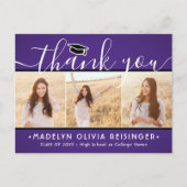 Foto nieuw adres Afstuderen Paars Bedankt Briefkaart (Voorkant)