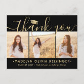 Foto nieuw adres zwart Gold Afstuderen Dank u Briefkaart (Voorkant)