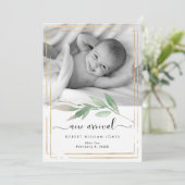 foto nieuwe baby - aankondiging groene faux gouden (Staand voorkant)