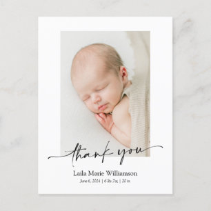 Foto Nieuwe Baby Geboorte Aankondiging Dank je wel Briefkaart