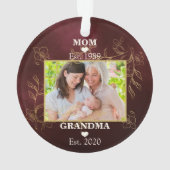 Foto Nieuwe Oma Gepersonaliseerd Est. Kerstjaar Ornament (achterkant)