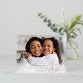 Foto: Nieuwjaar Cheer Script Modern Real Silver Folie Feestdagen Briefkaart (Staand Voorkant)