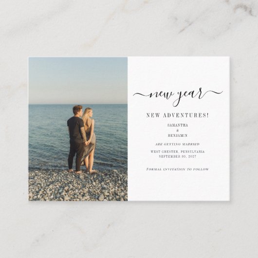 Foto: nieuwjaars avonturen slaan de datumkaart visitekaartje (Voorkant)