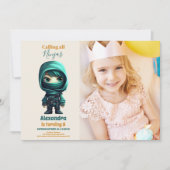 Foto Ninja Verjaardag Karate Party Kaart (Voorkant)