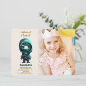 Foto Ninja Verjaardag Karate Party Kaart (Staand voorkant)