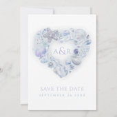 Foto oceaan strand shell koraal blauw save the date (Achterkant)