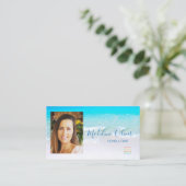 Foto Ocean Beach Zee Travel Logo Blue Visitekaartje (Staand voorkant)