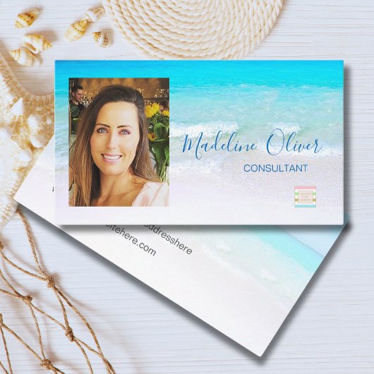 Foto Ocean Beach Zee Travel Logo Blue Visitekaartje